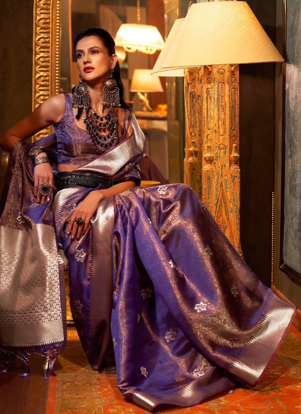 Classic Organza Purple Weaving Saree