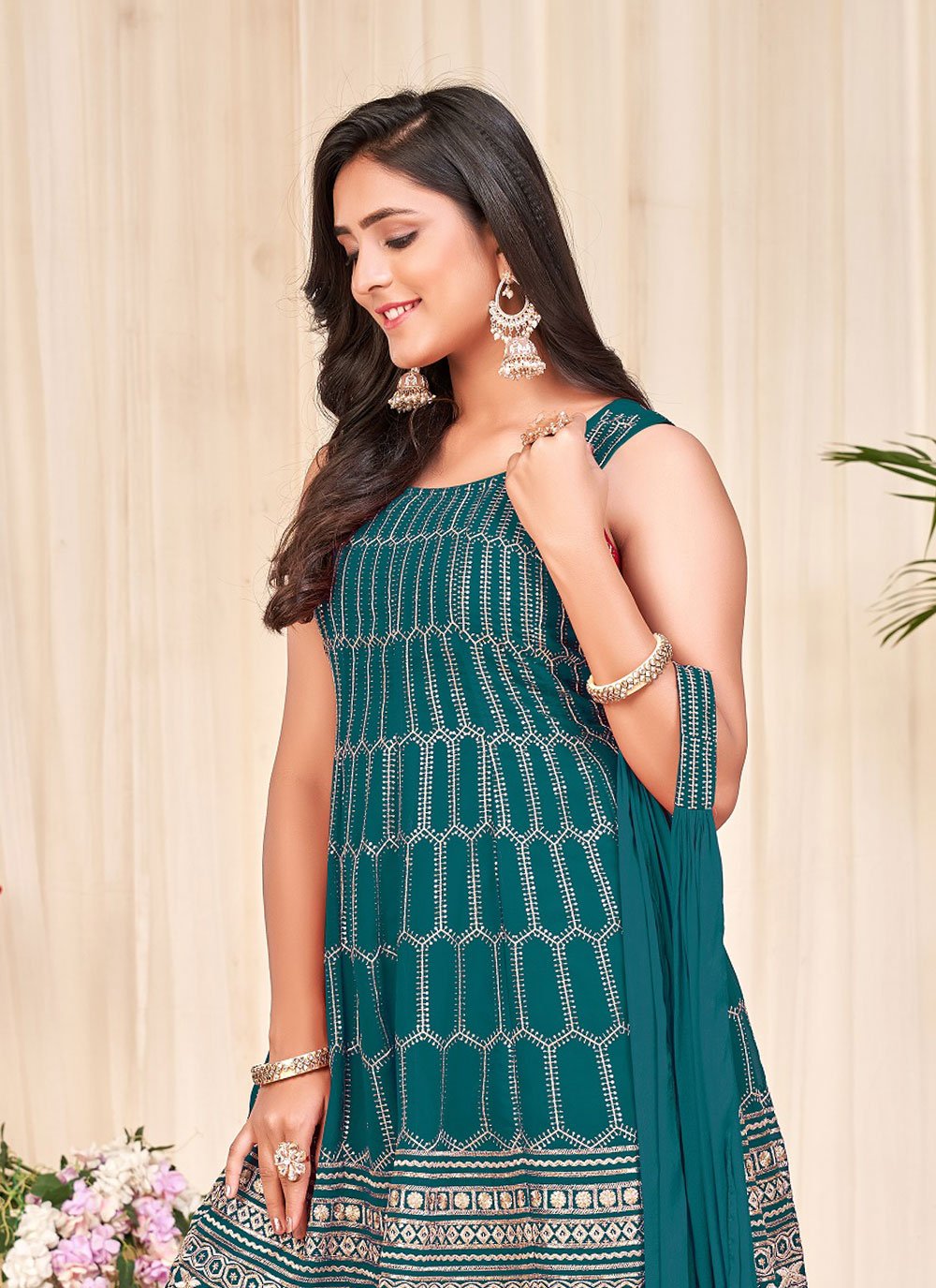 Trendy Suit Georgette Rama Embroidered Salwar Kameez