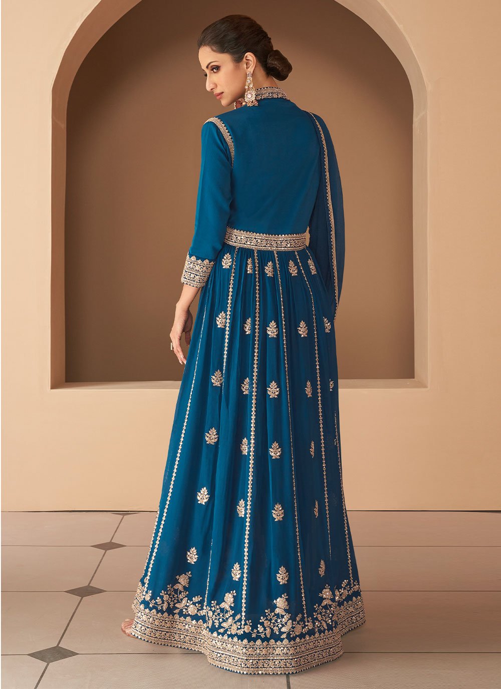 Gown Georgette Silk Rama Embroidered Gown