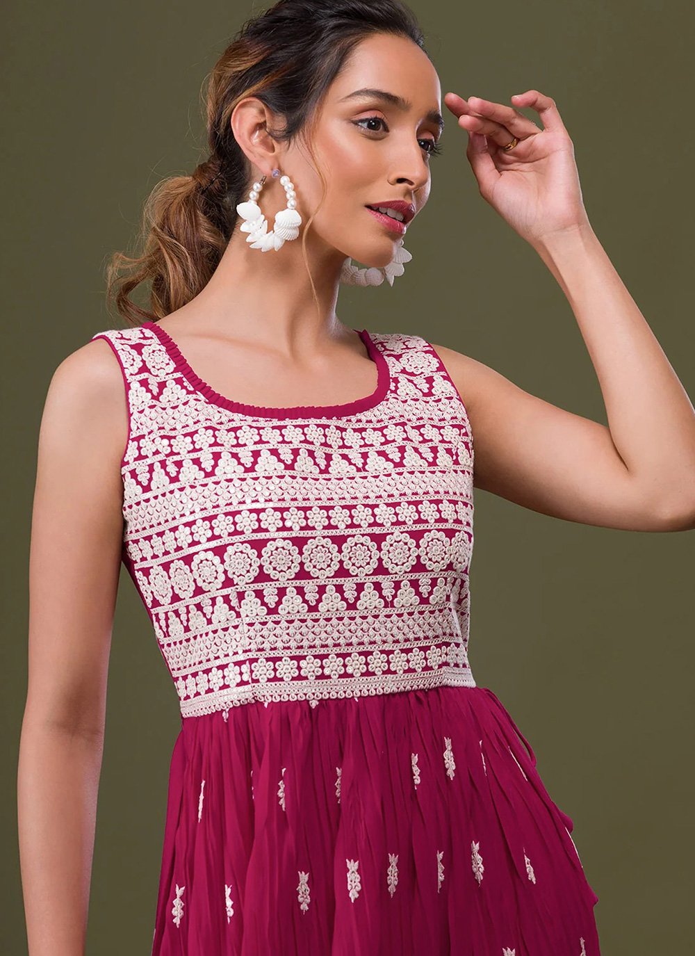 Salwar Suit Faux Georgette Rani Embroidered Salwar Kameez