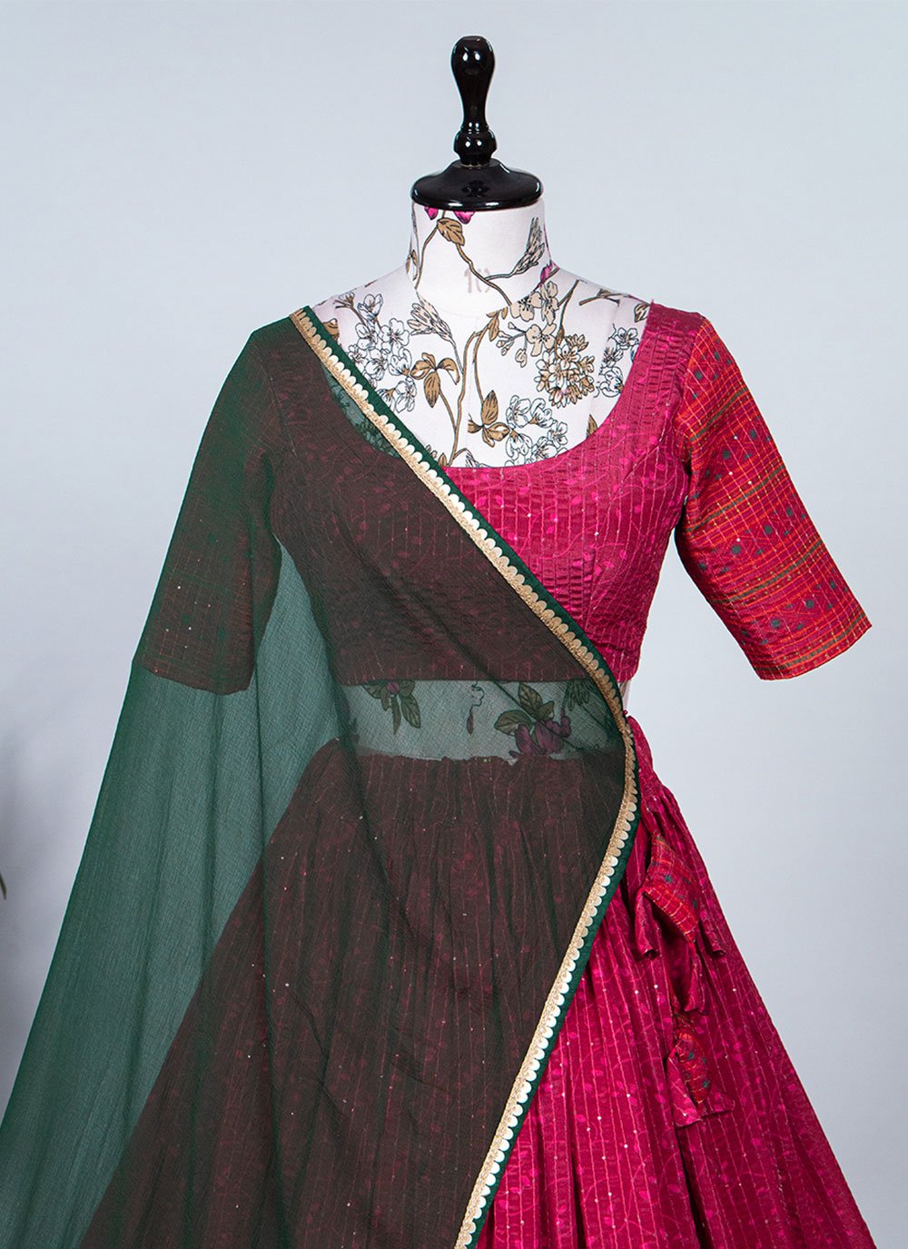 Lehenga Choli Chinon Rani Print Lehenga Choli