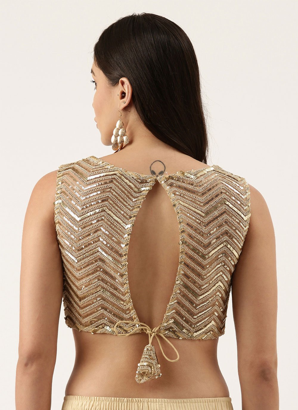 Blouse Raw Silk Gold Sequins Blouse