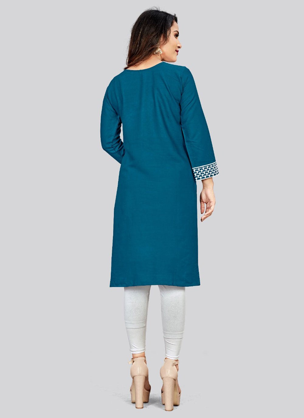 Casual Kurti Rayon Blue Embroidered Kurtis