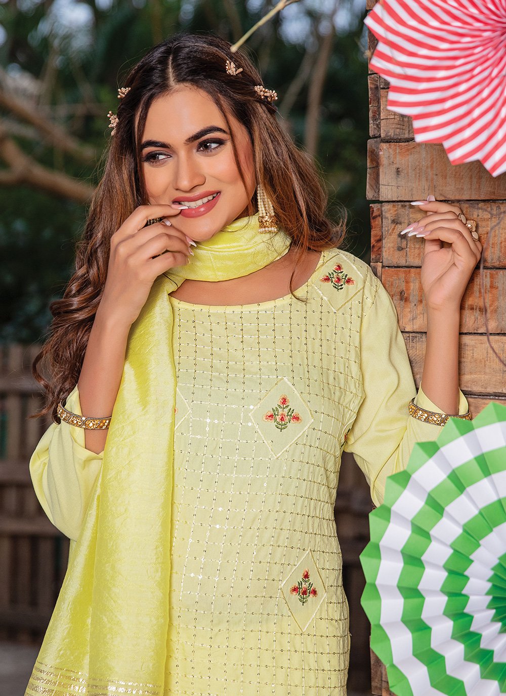 Salwar Suit Rayon Yellow Embroidered Salwar Kameez