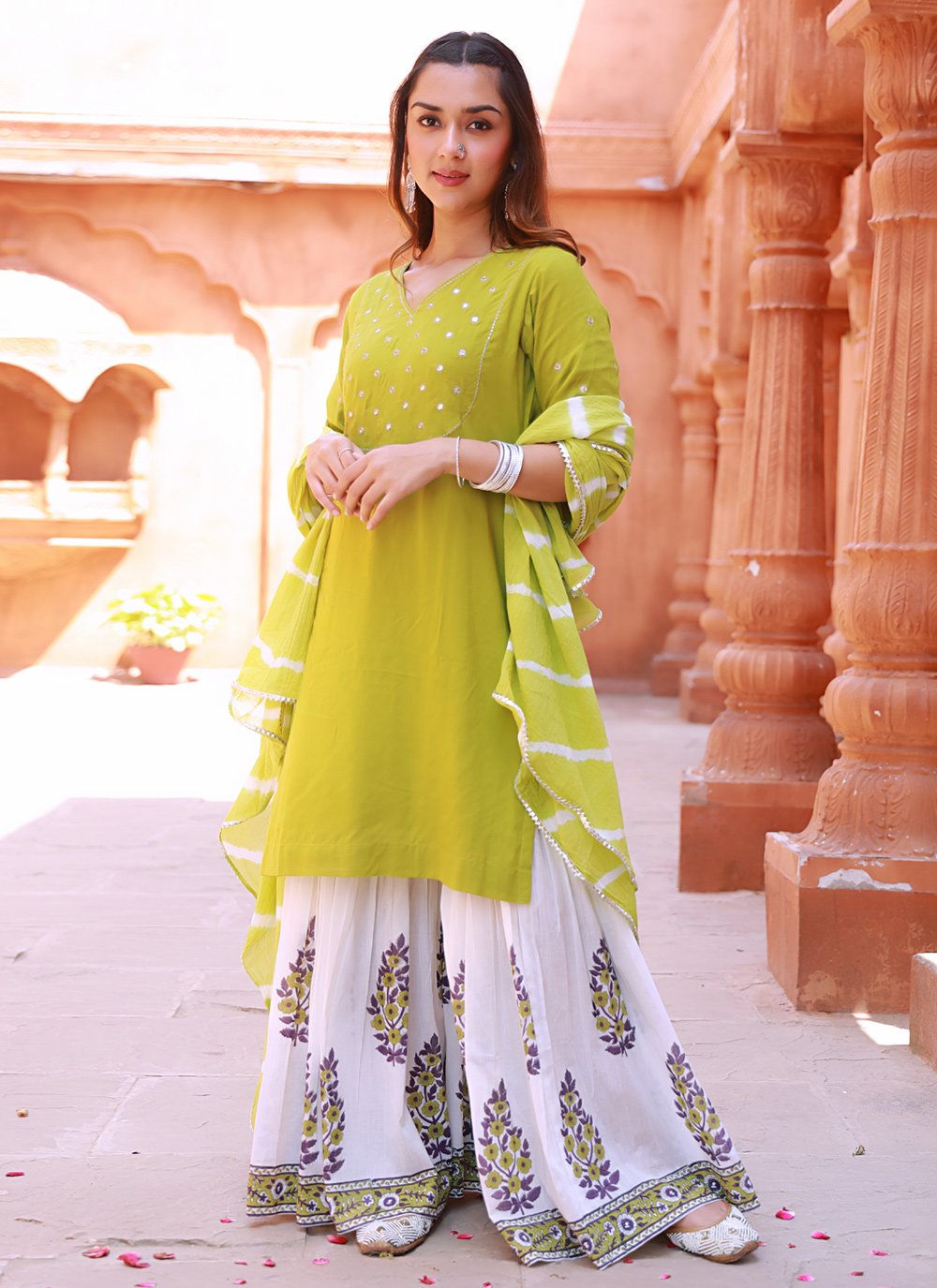 Salwar Suit Fancy Fabric Green Embroidered Salwar Kameez
