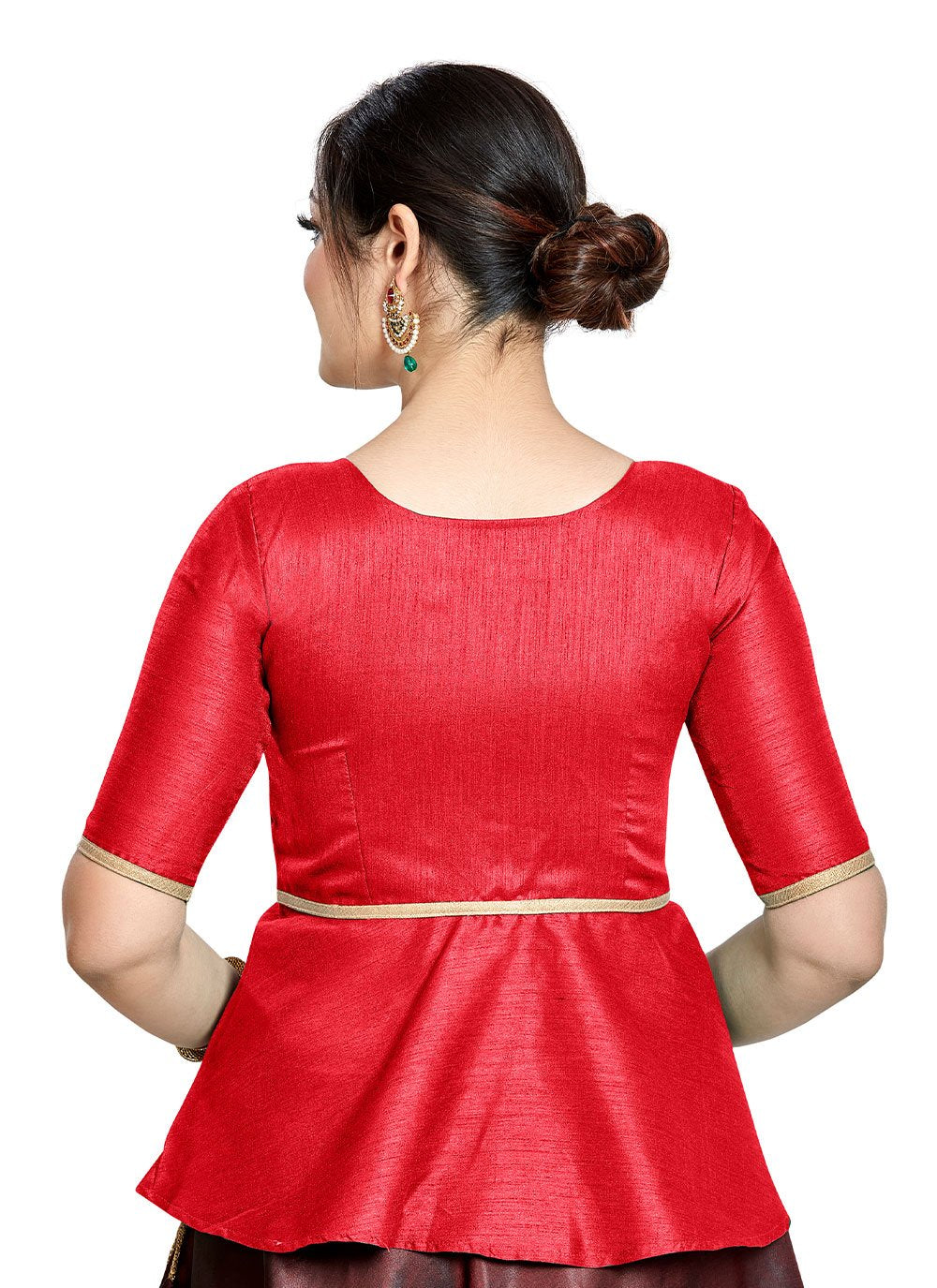 Blouse Art Silk Red Buttons Blouse