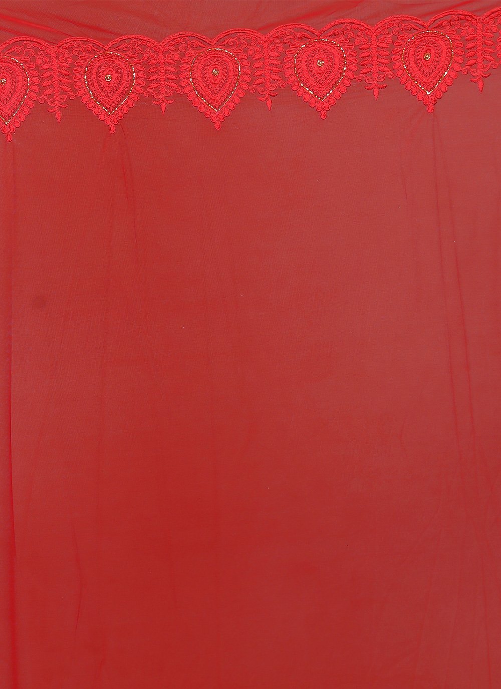 Contemporary Net Red Embroidered Saree