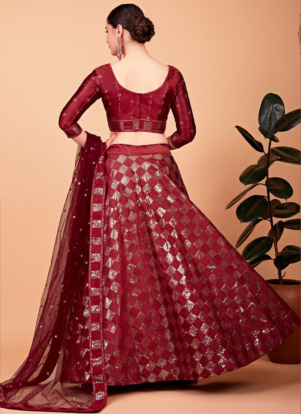 Lehenga Choli Silk Red Embroidered Lehenga Choli