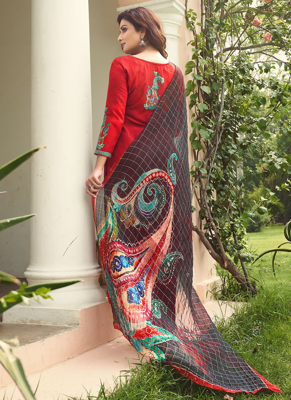 Trendy Suit Silk Viscose Red Digital Print Salwar Kameez