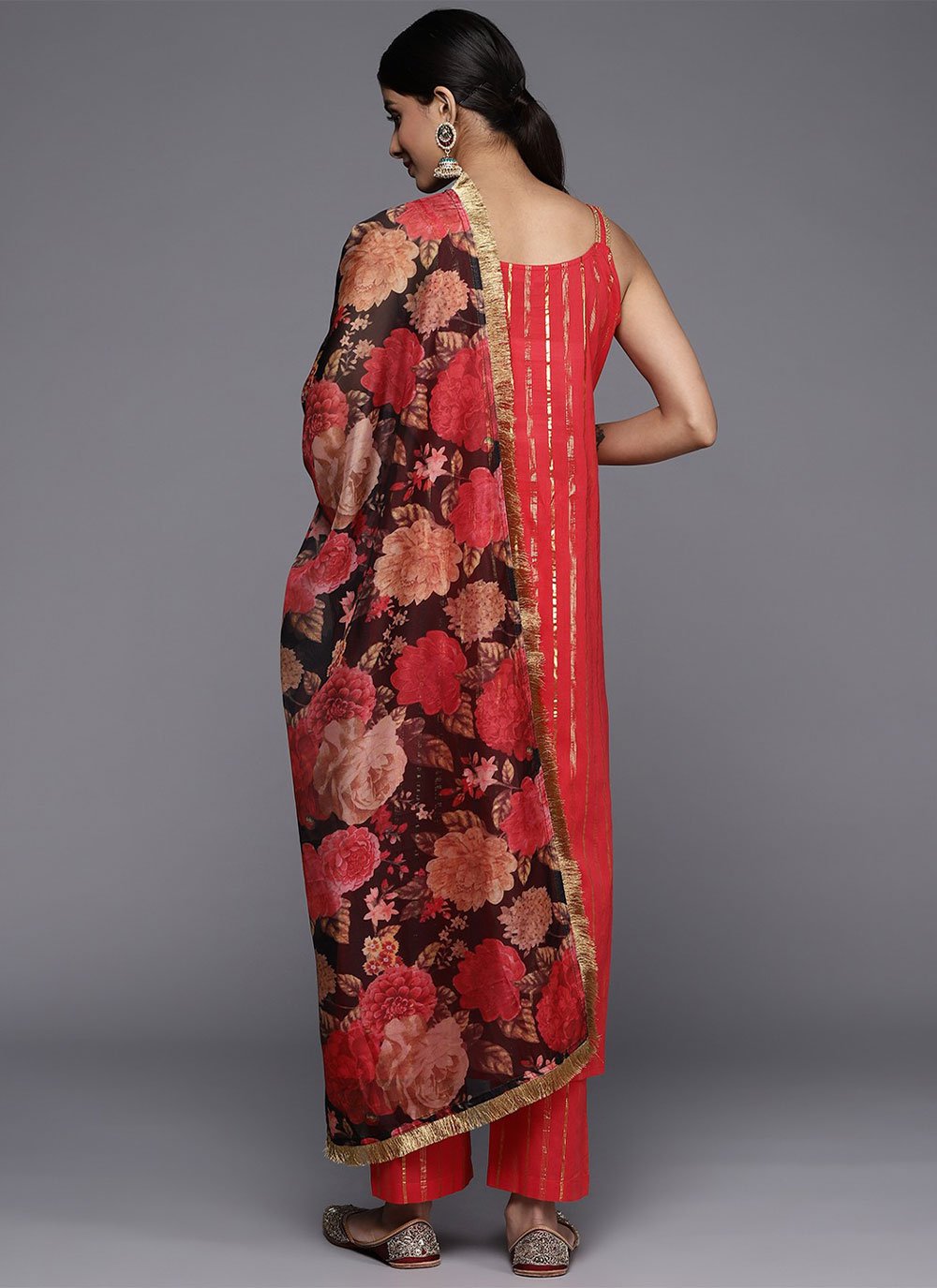 Salwar Suit Cotton Red Plain Salwar Kameez