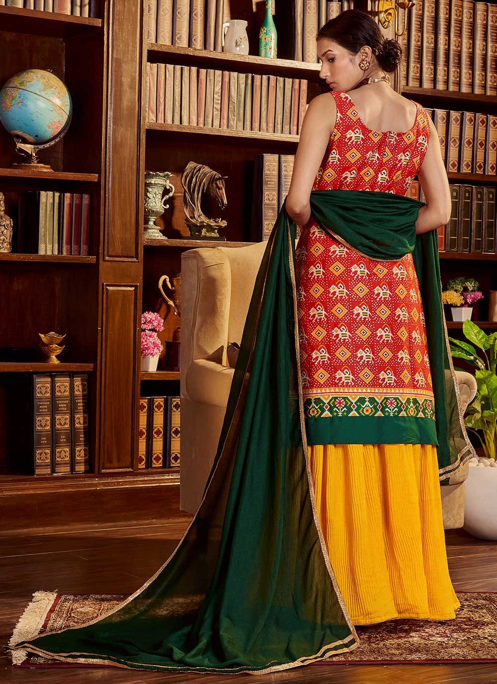 Salwar Suit Cotton Red Print Salwar Kameez