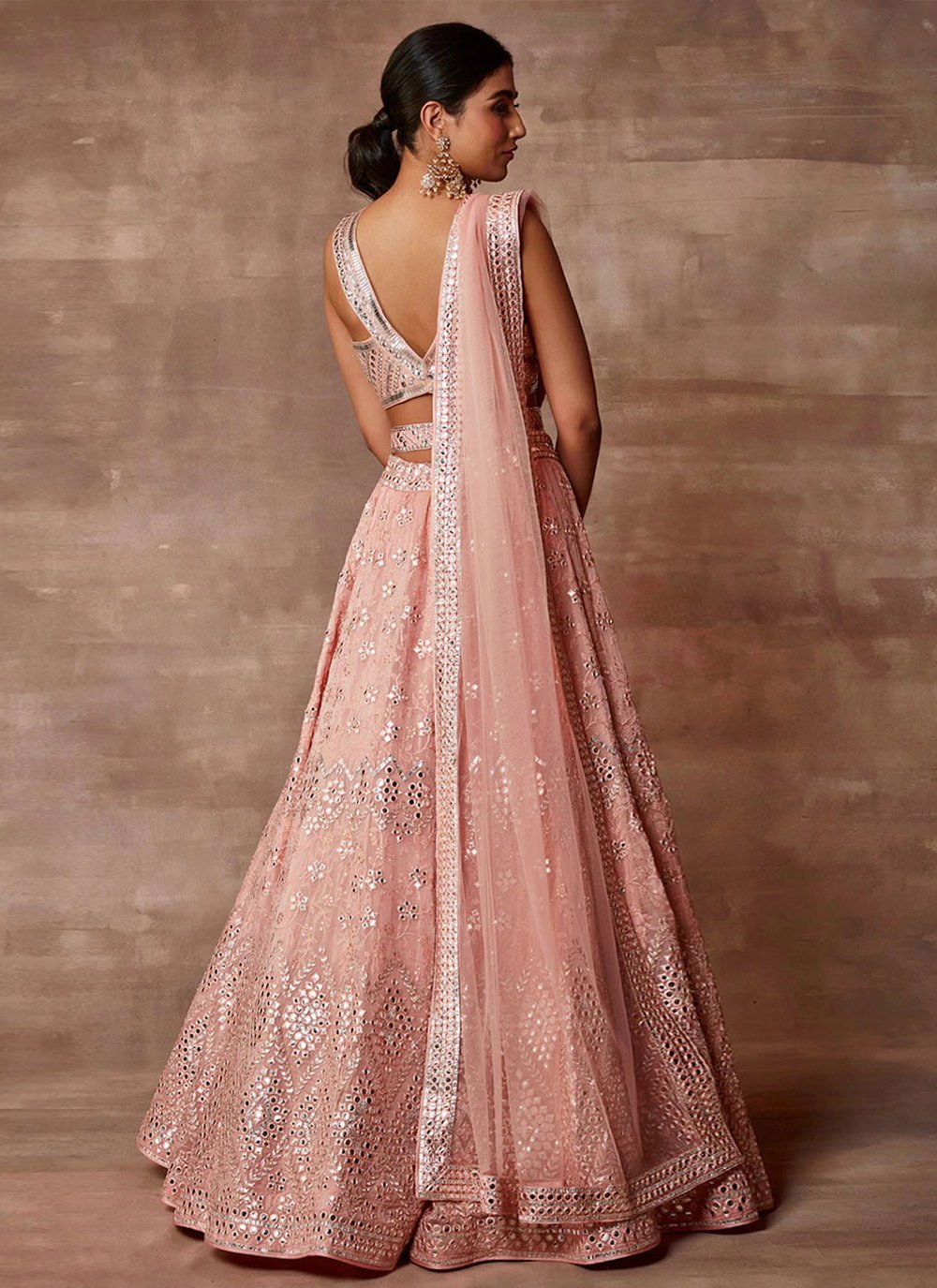 Lehenga Choli Organza Pink Embroidered Lehenga Choli