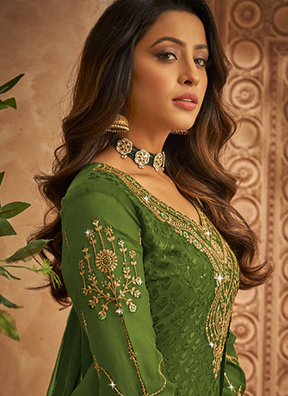 Salwar Suit Brasso Green Diamond Salwar Kameez