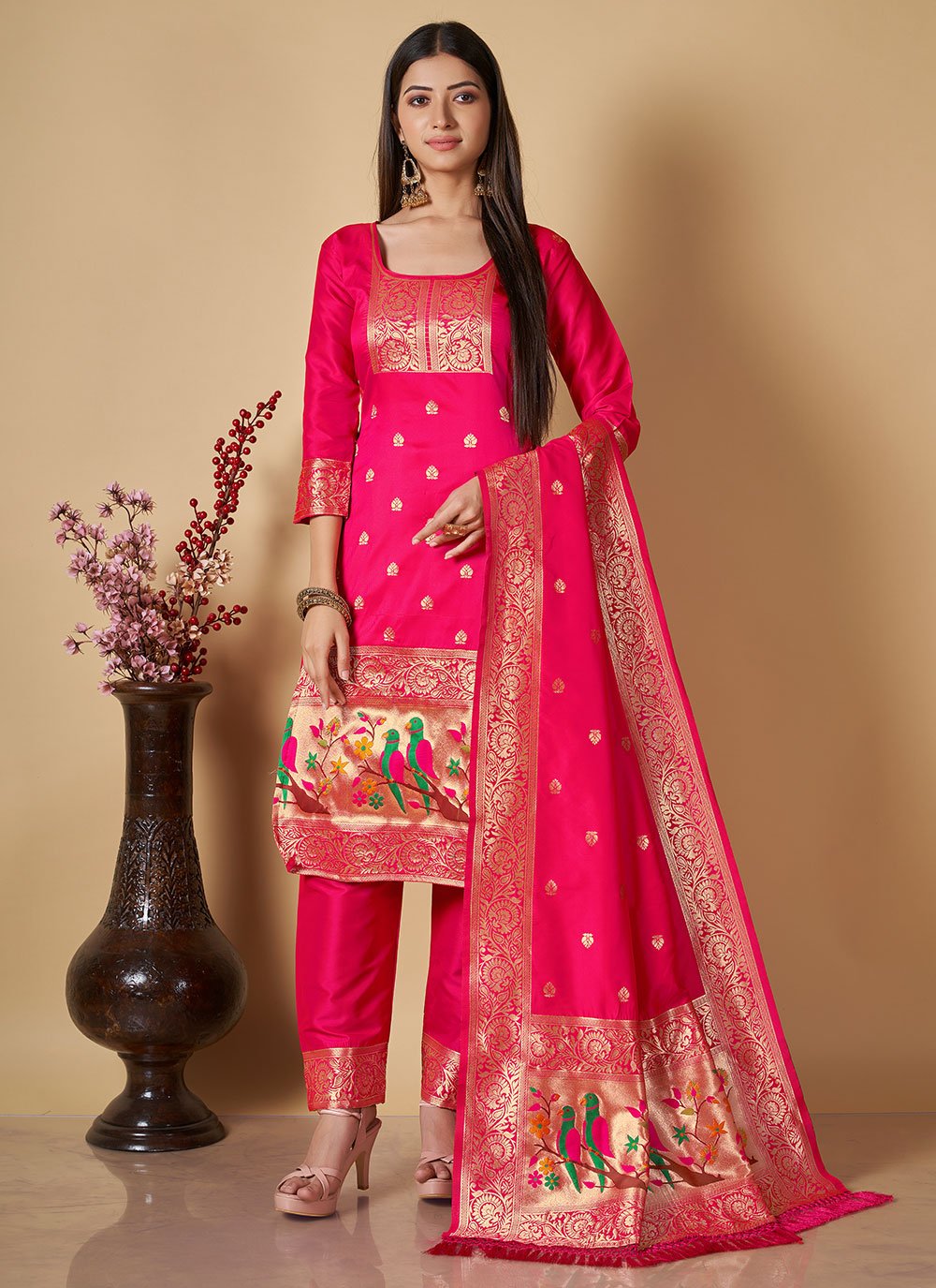 Banarasi silk finned salwar