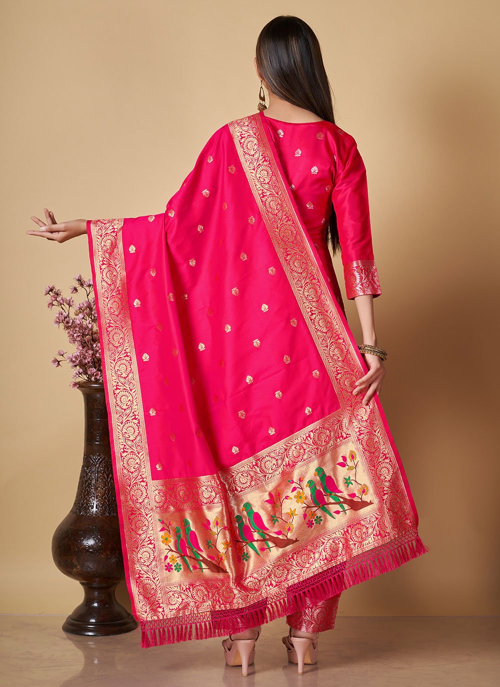 Salwar Suit Banarasi Silk Rani Woven Salwar Kameez