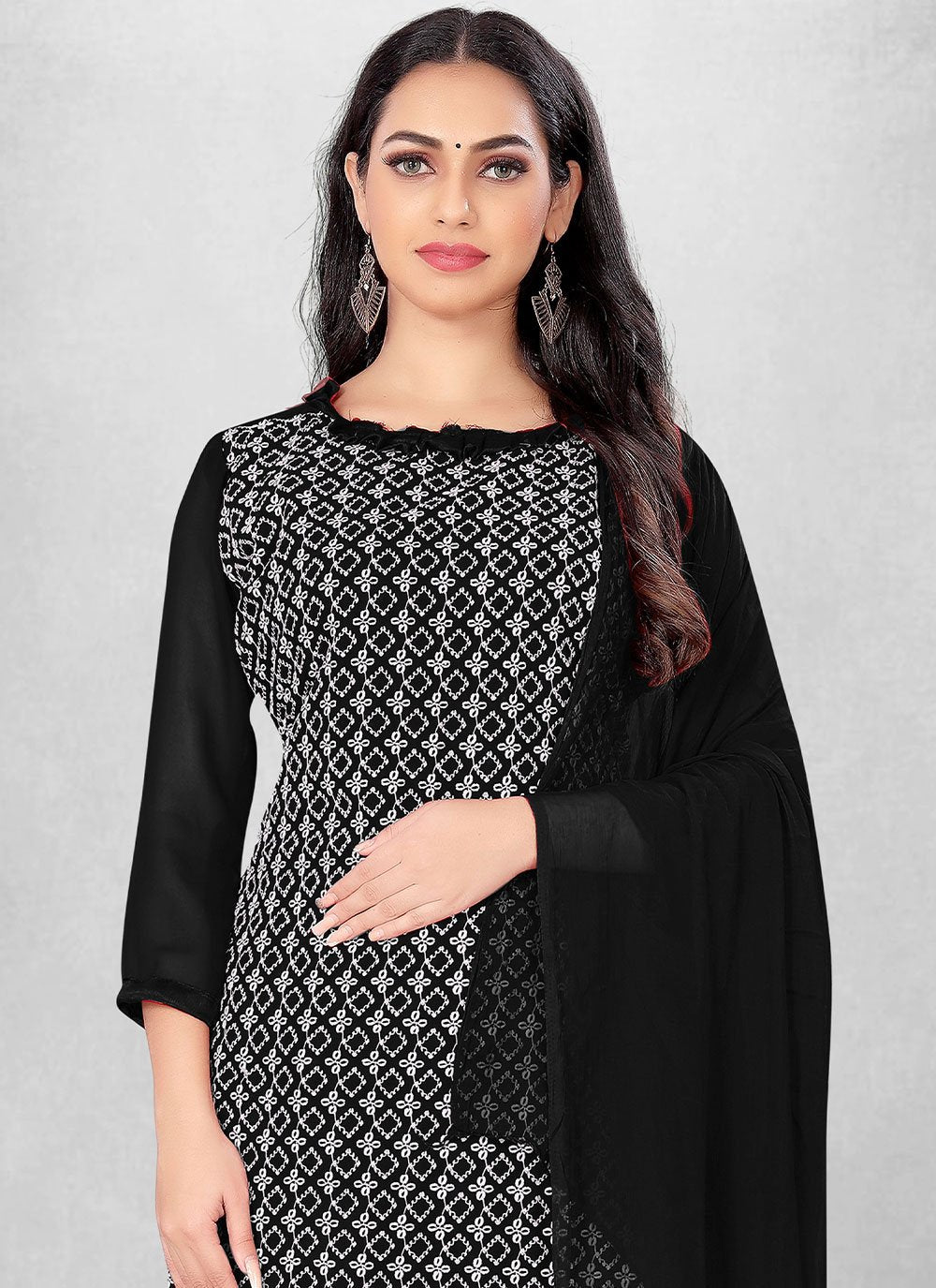 Salwar Suit Georgette Black Embroidered Salwar Kameez