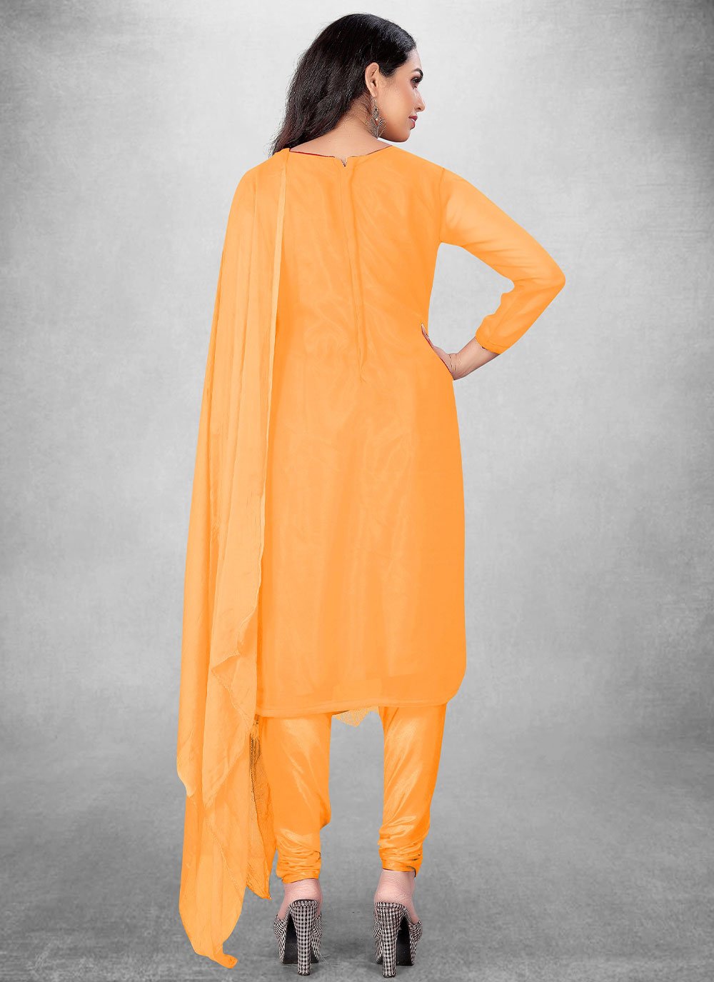 Salwar Suit Georgette Orange Embroidered Salwar Kameez