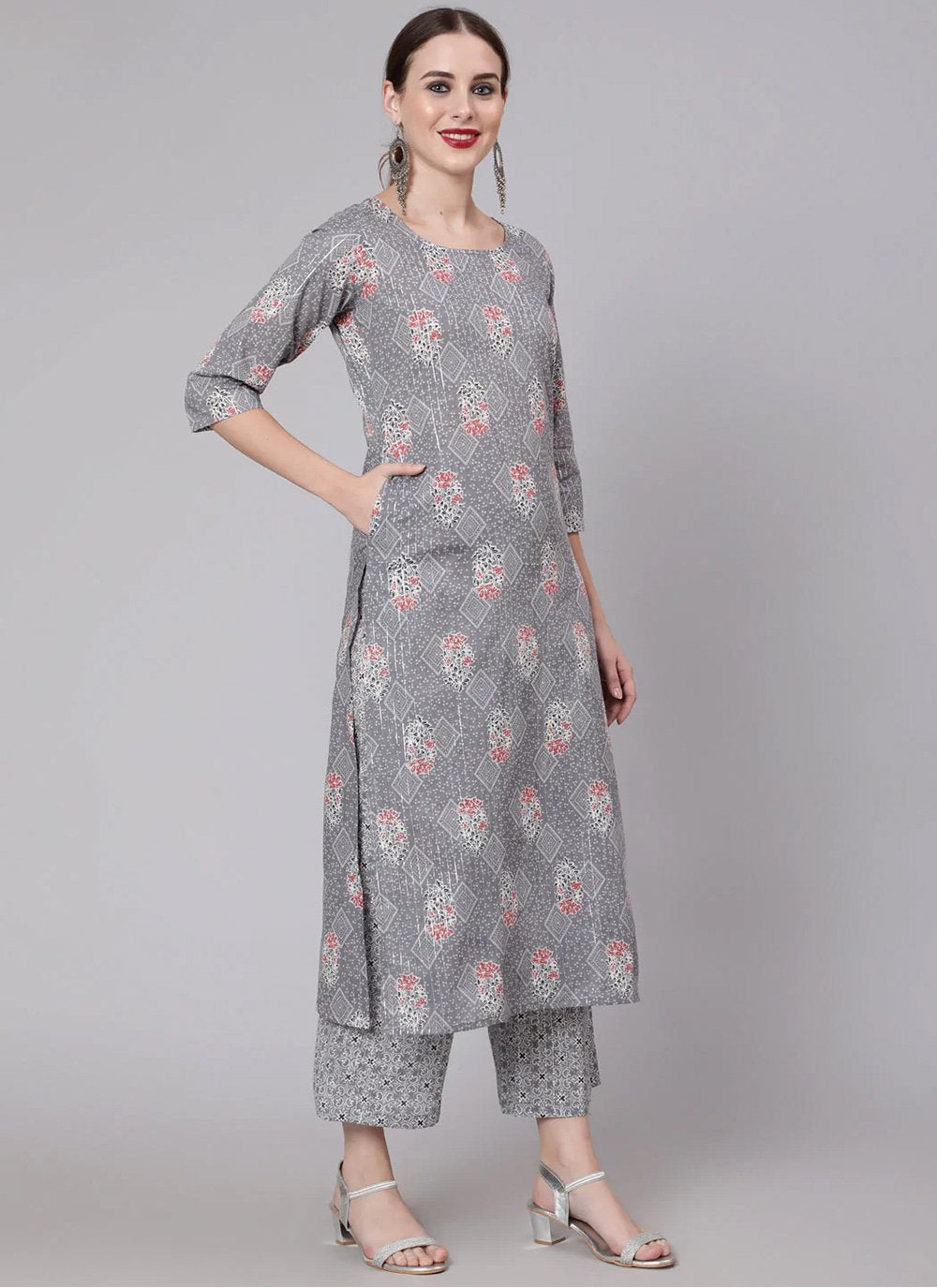 Trendy Suit Cotton Grey Print Salwar Kameez