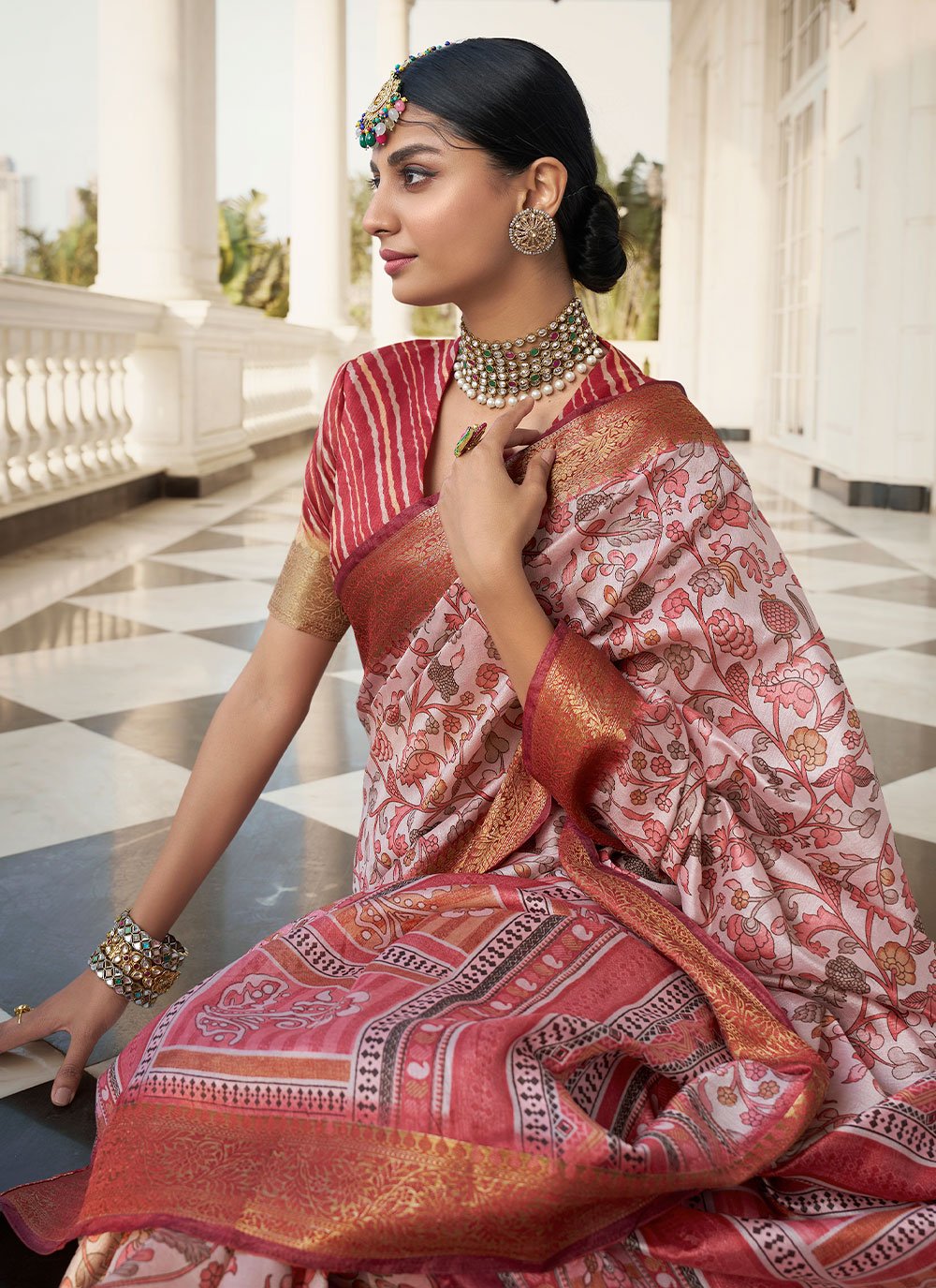 Trendy Saree Silk Pink Digital Print Saree