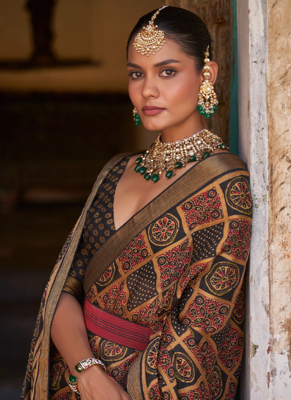 Classic Brasso Multi Colour Print Saree