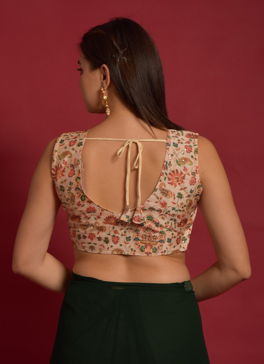 Designer Blouse Satin Multi Colour Embroidered Blouse