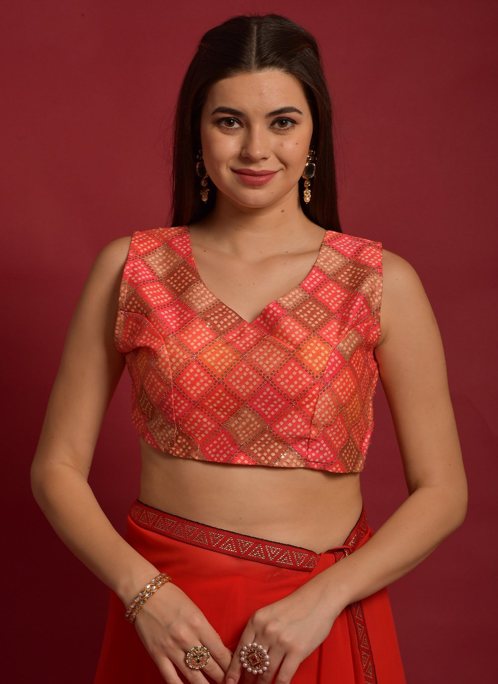 Blouse Satin Multi Colour Print Blouse