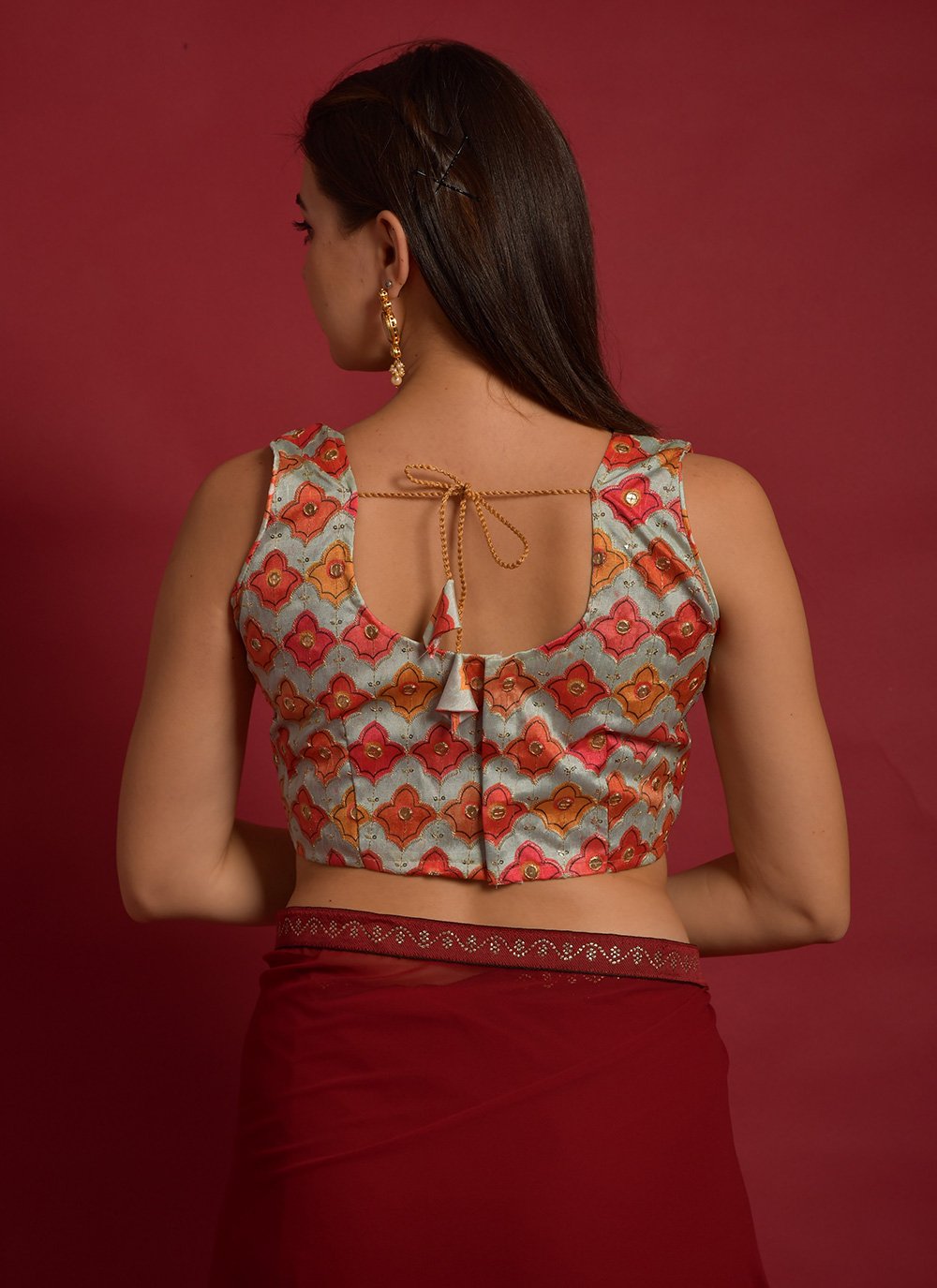 Blouse Satin Multi Colour Print Blouse