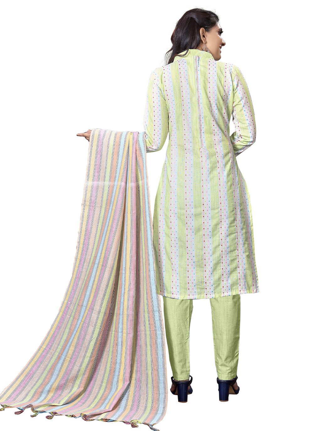Salwar Suit Handloom Cotton Sea Green Woven Salwar Kameez
