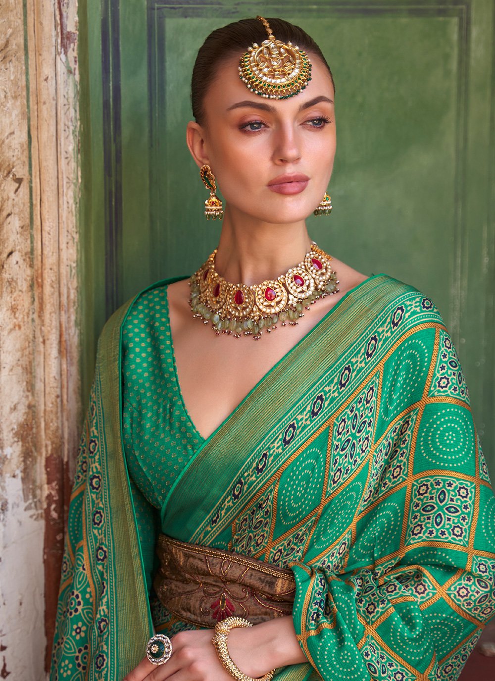 Trendy Saree Brasso Sea Green Print Saree