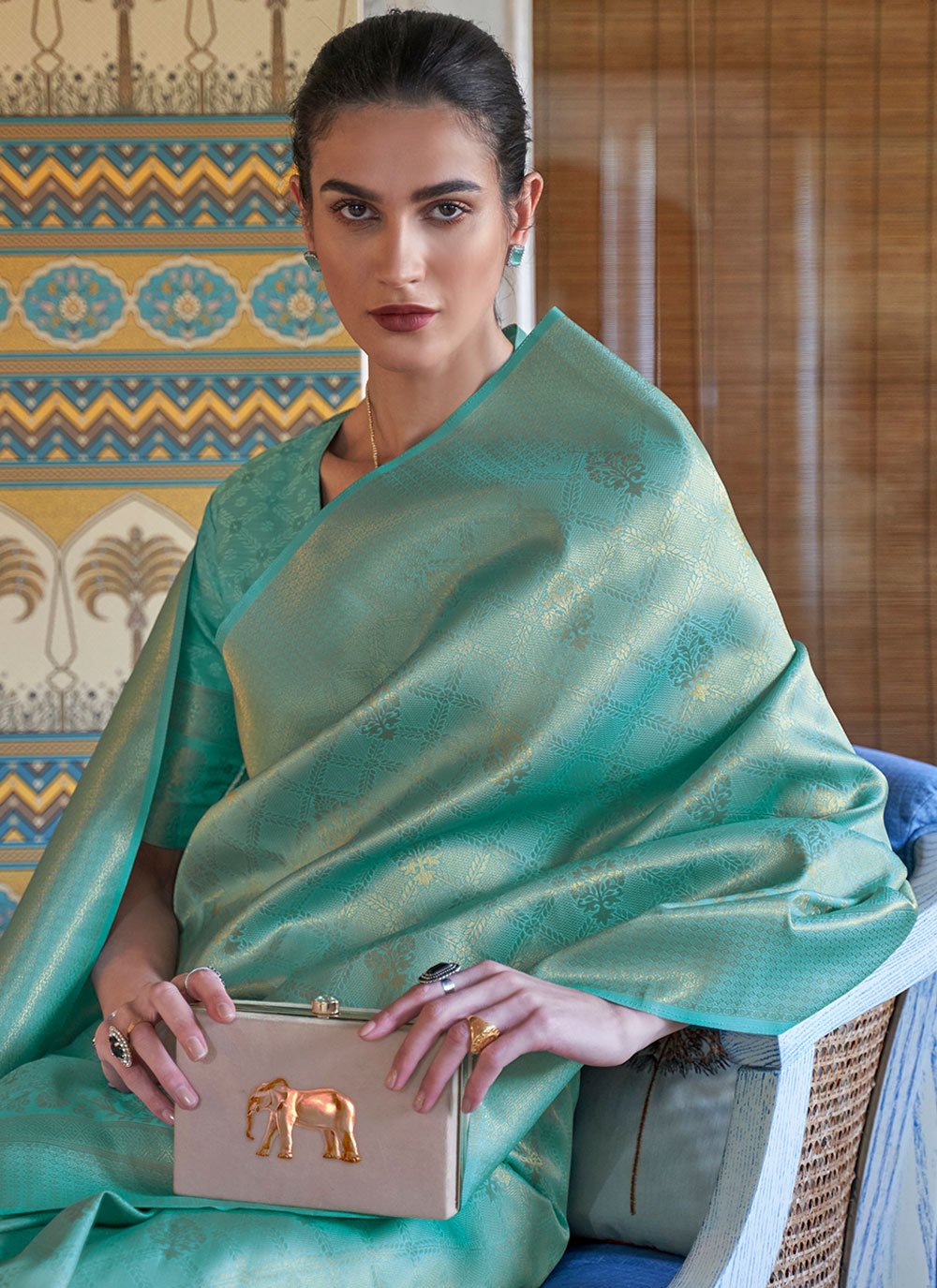 Classic Handloom Silk Sea Green Weaving Saree