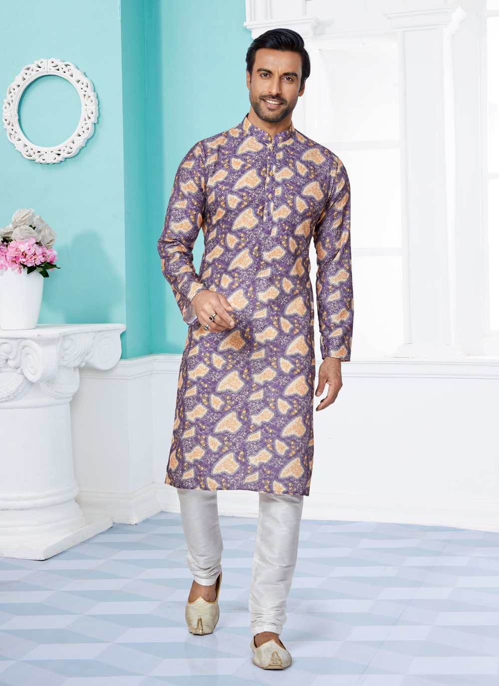 Kurta Pyjama Fancy Fabric Multi Colour Digital Print Mens