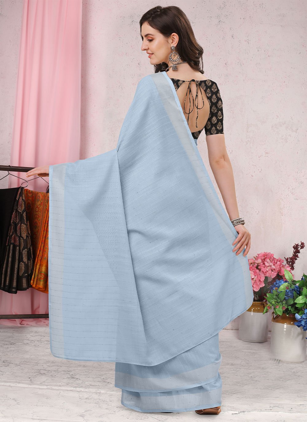 Trendy Saree Cotton Grey Plain Saree