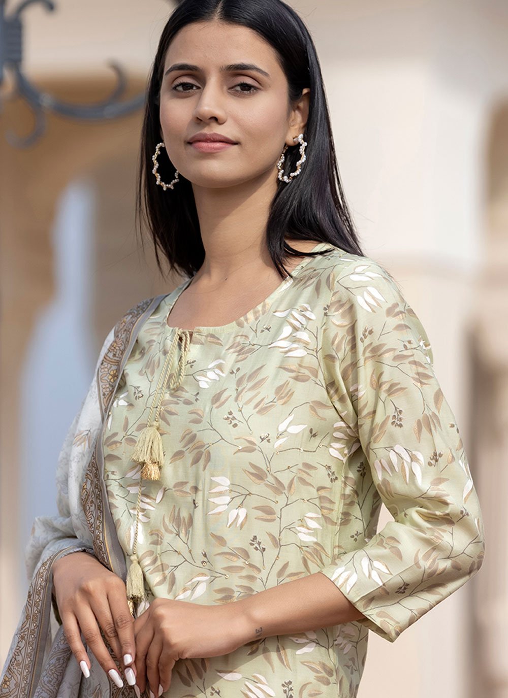 Salwar Suit Silk Sea Green Sequins Salwar Kameez