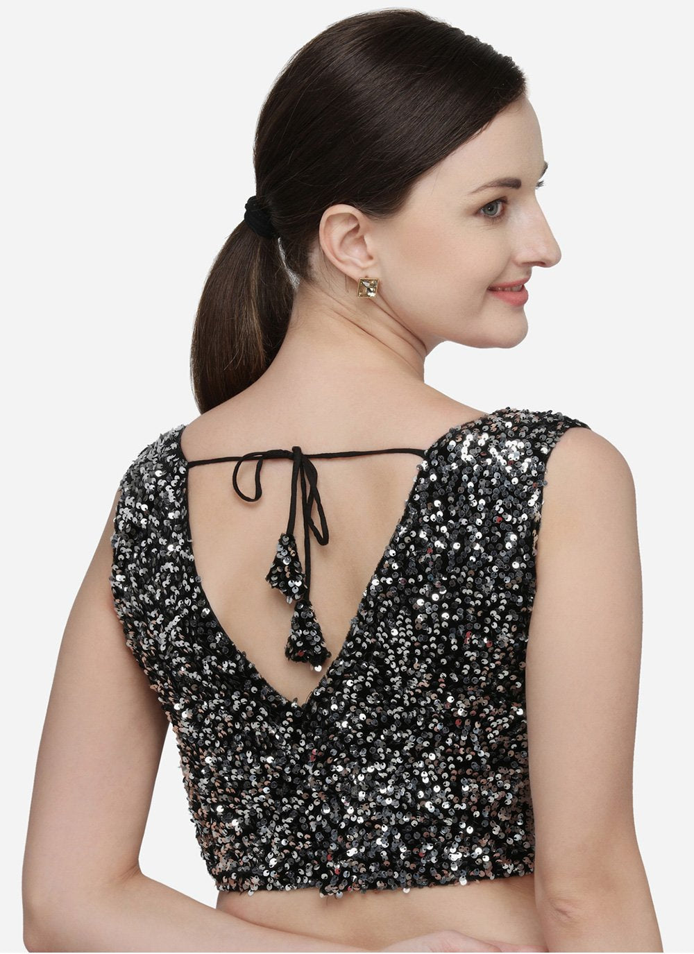 Blouse Velvet Silver Sequins Blouse