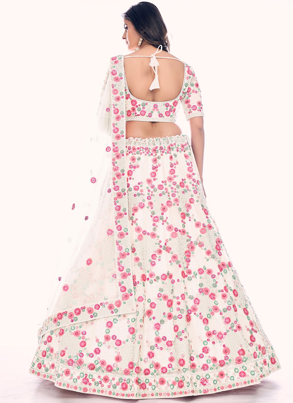 Lehenga Choli Net Off White Dori Work Lehenga Choli