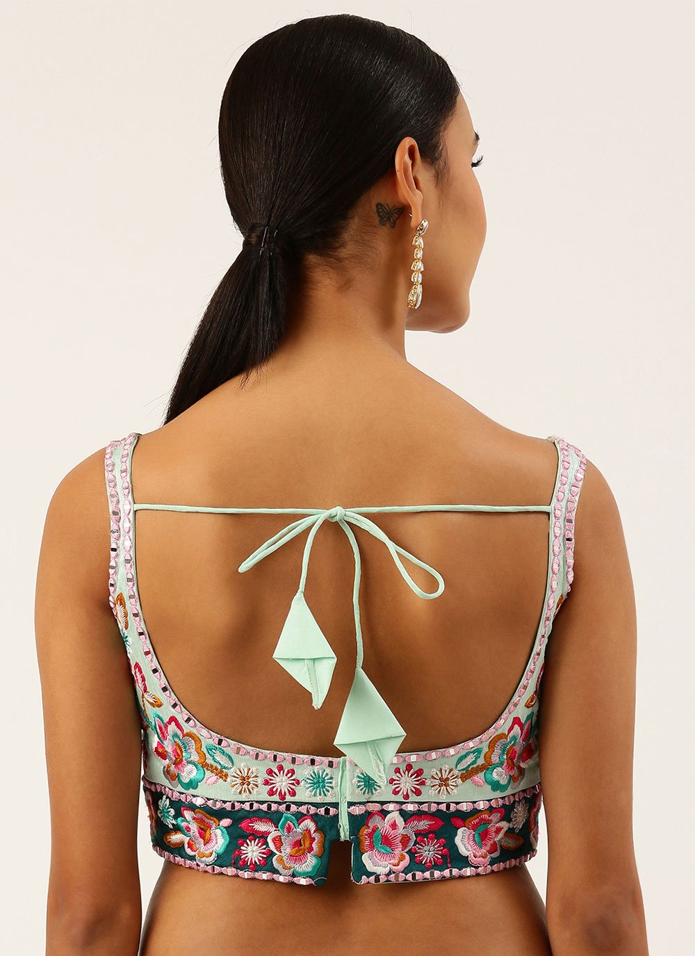 Blouse Silk Aqua Blue Embroidered Blouse