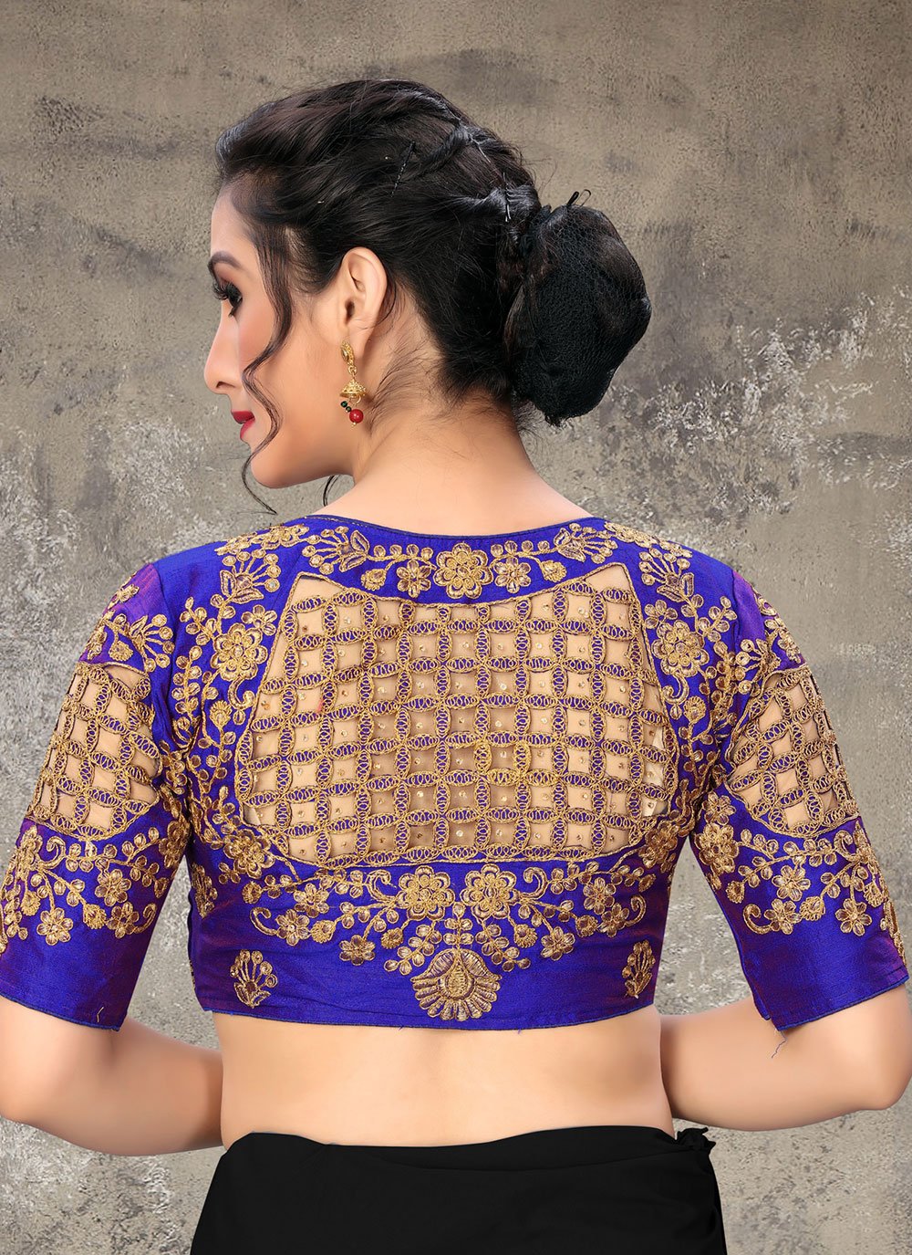 Blouse Silk Blue Embroidered Blouse