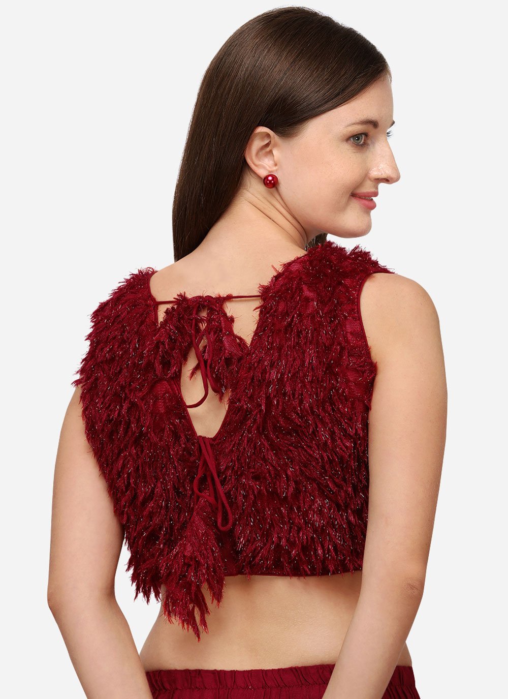 Blouse Silk Red Plain Blouse