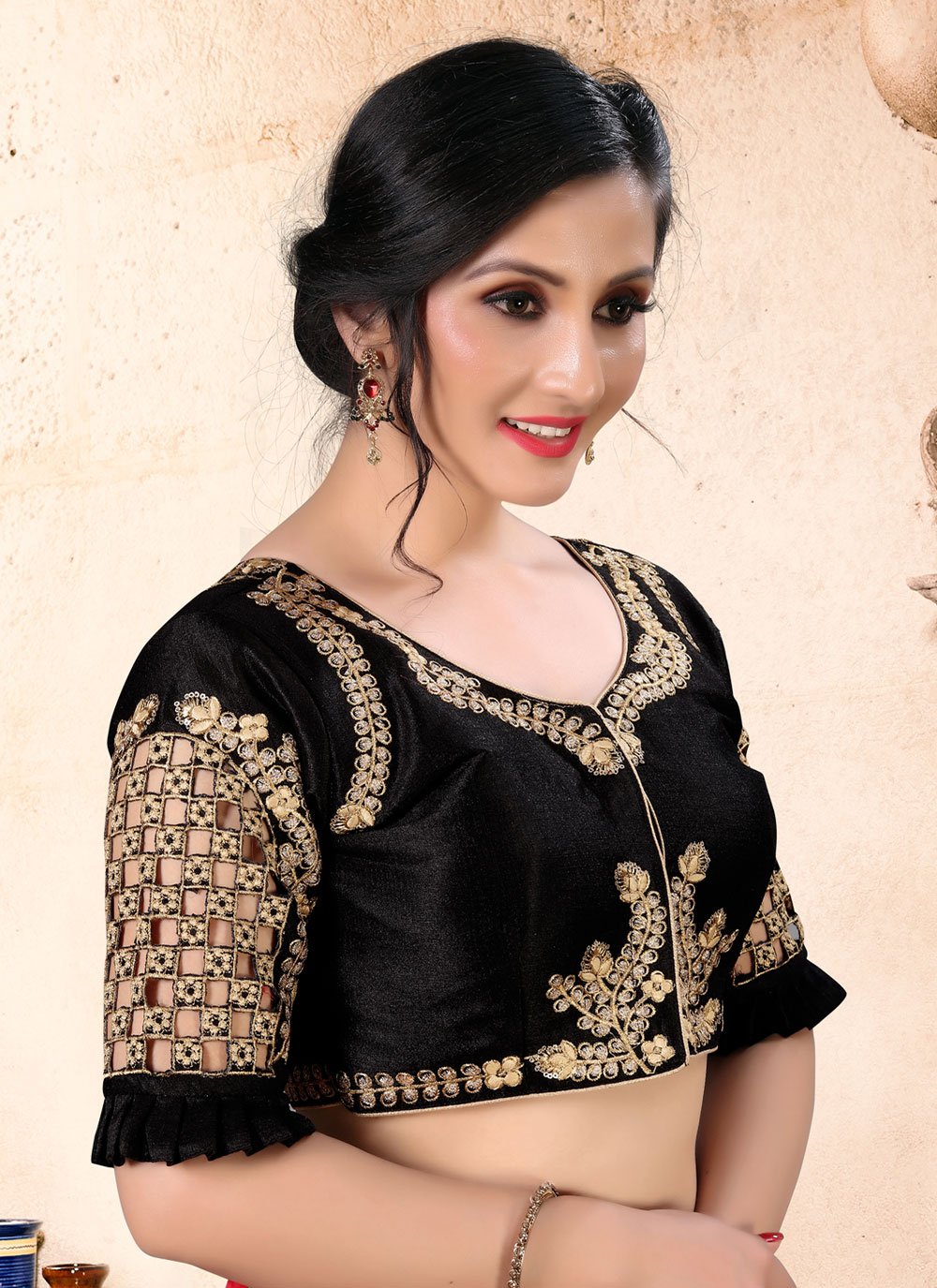 Blouse Silk Blue Chikankari Work Blouse