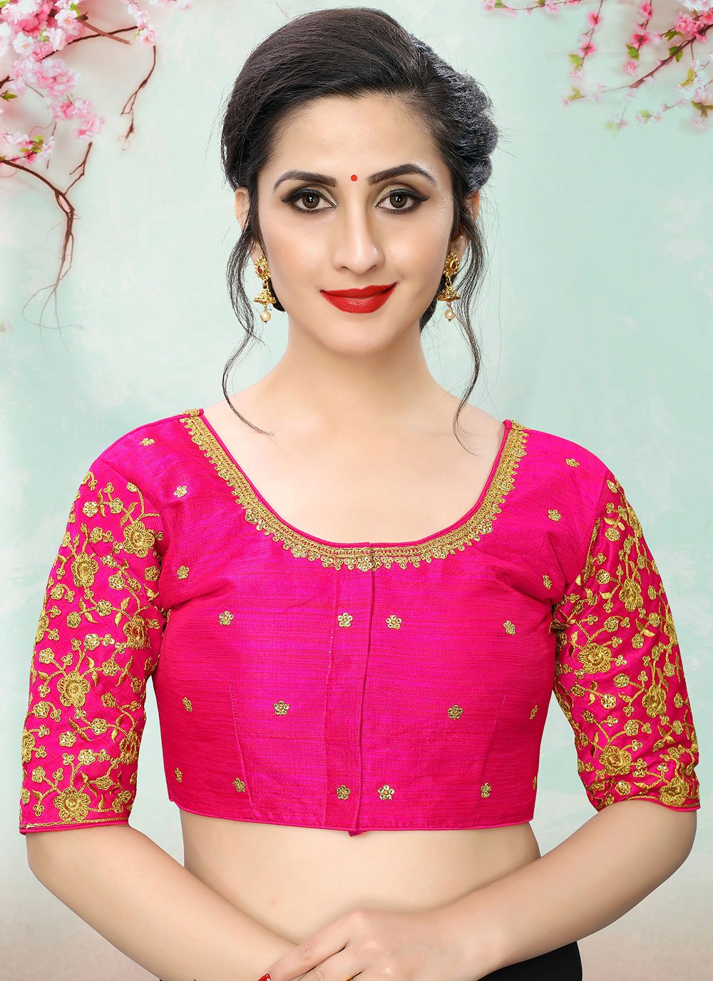 Designer Blouse Silk Pink Embroidered Blouse – Kajols - Indian & Pakistani  Fashion & Tailoring