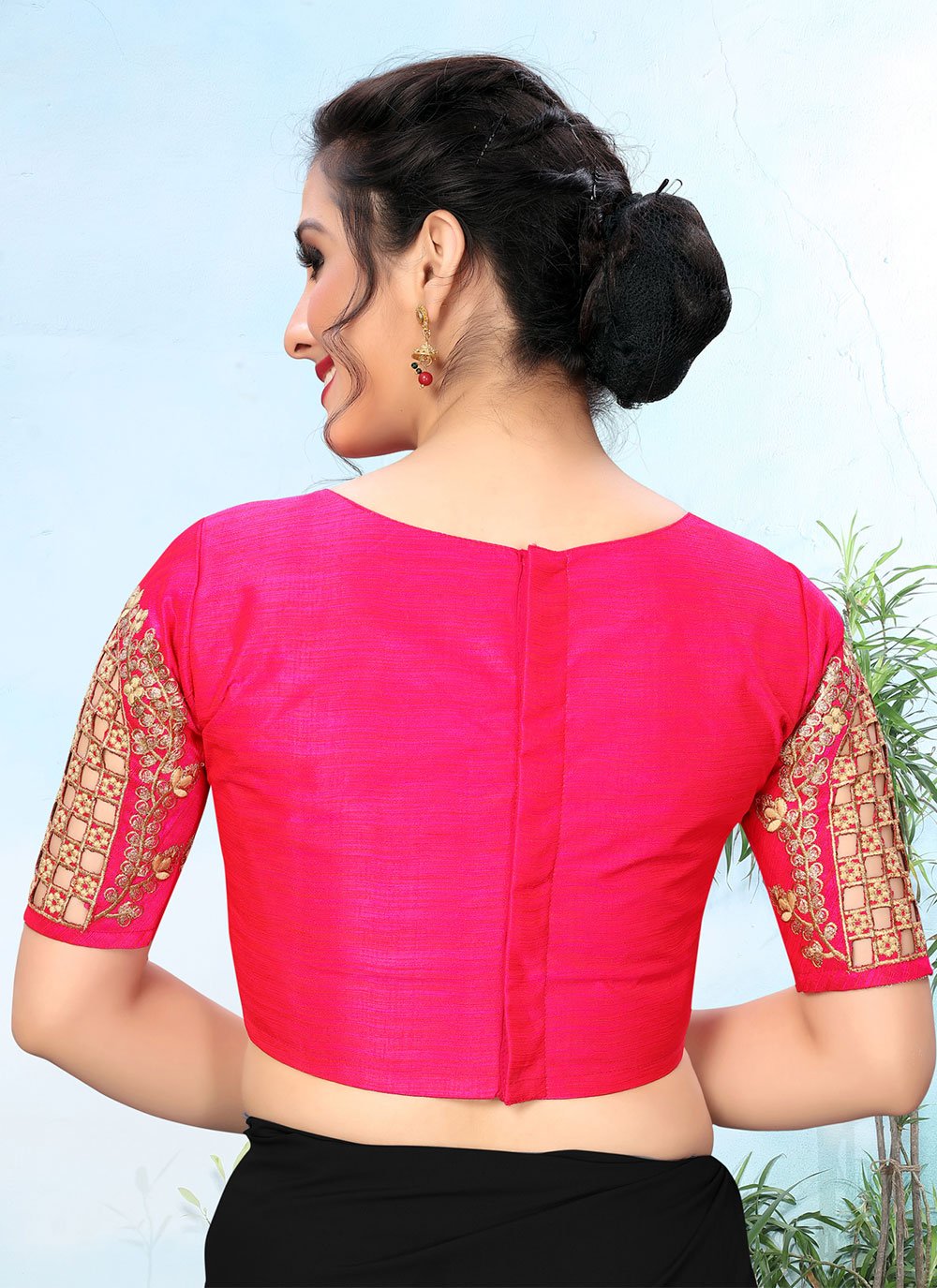 Designer Blouse Silk Pink Embroidered Blouse