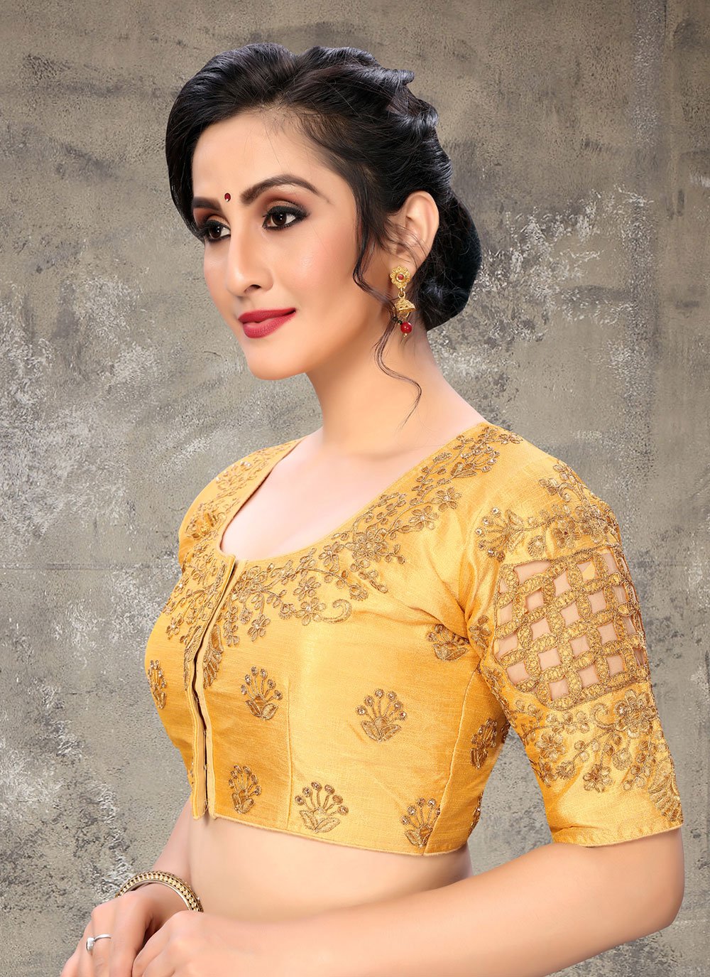 Blouse Silk Beige Embroidered Blouse