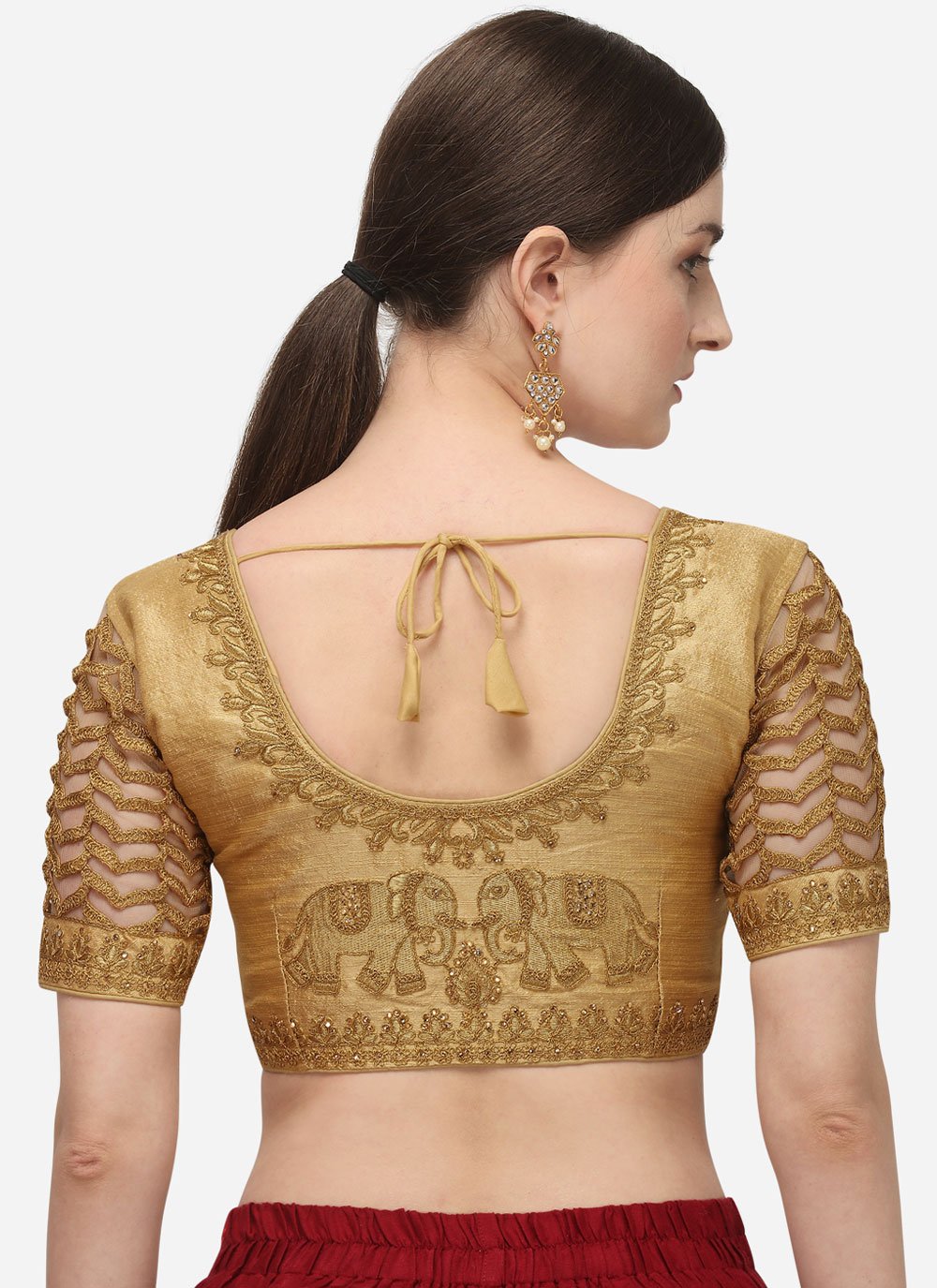 Blouse Silk Beige Embroidered Blouse