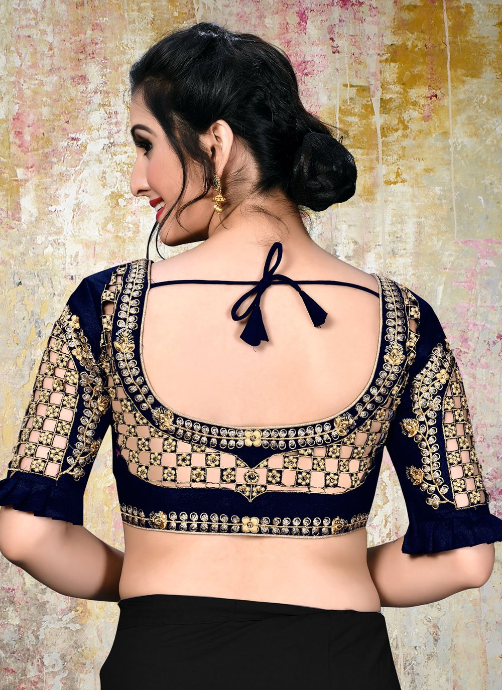 Blouse Silk Blue Embroidered Blouse