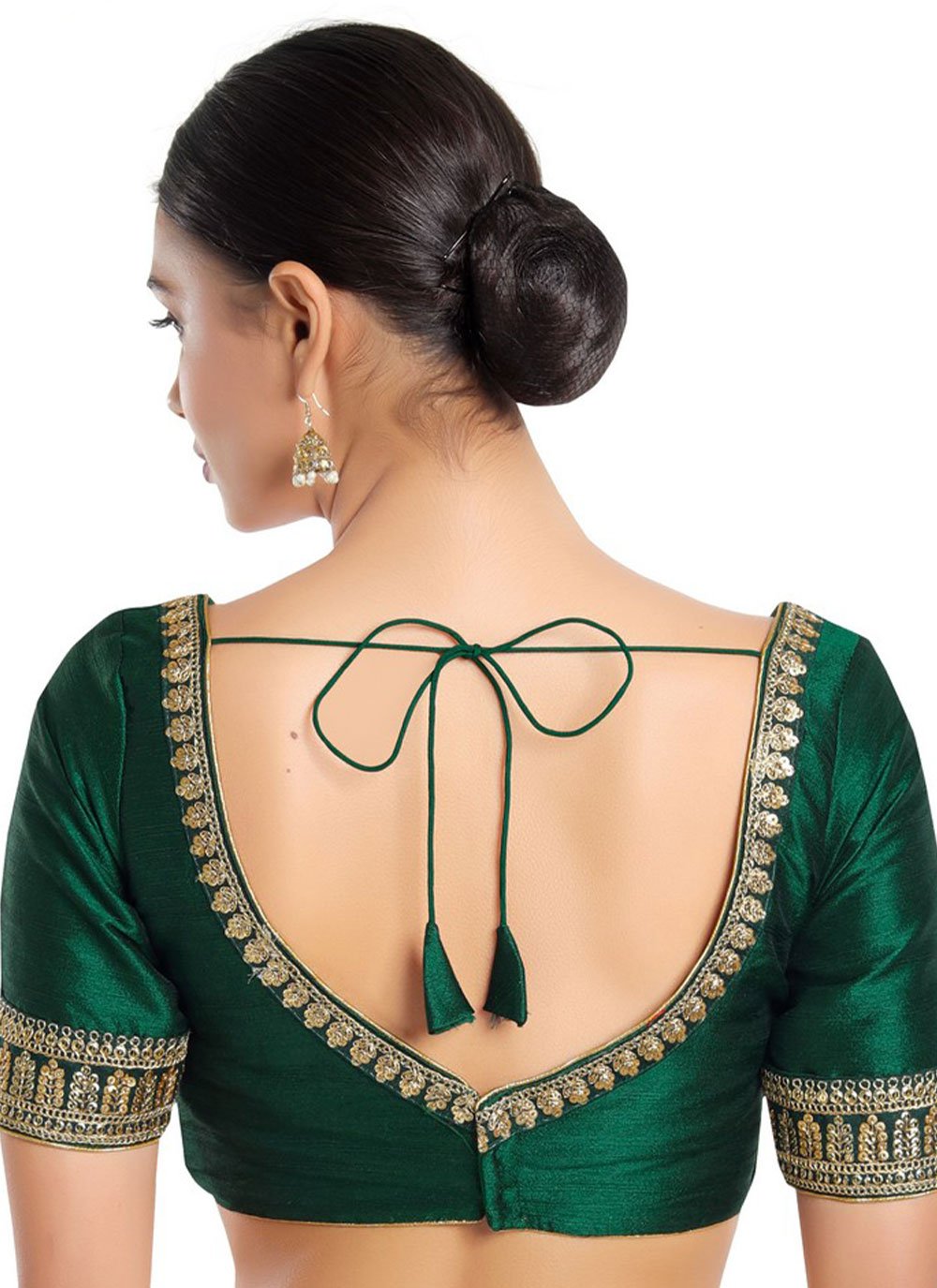 Designer Blouse Silk Green Embroidered Blouse