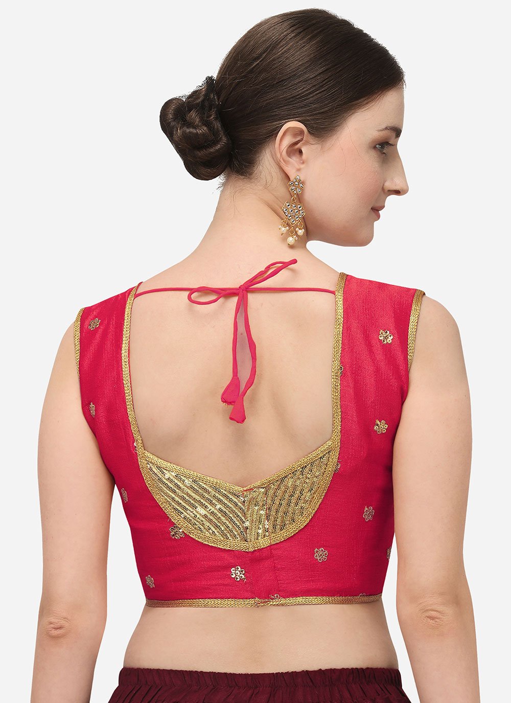 Designer Blouse Silk Pink Embroidered Blouse