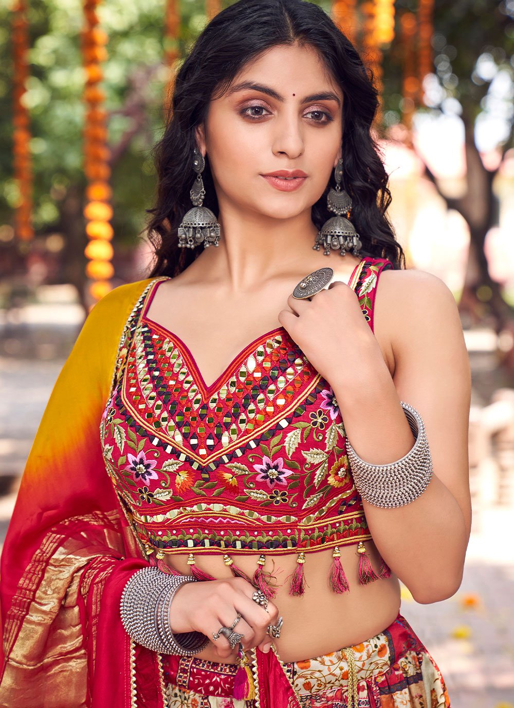 Lehenga Choli Silk Multi Colour Embroidered Lehenga Choli