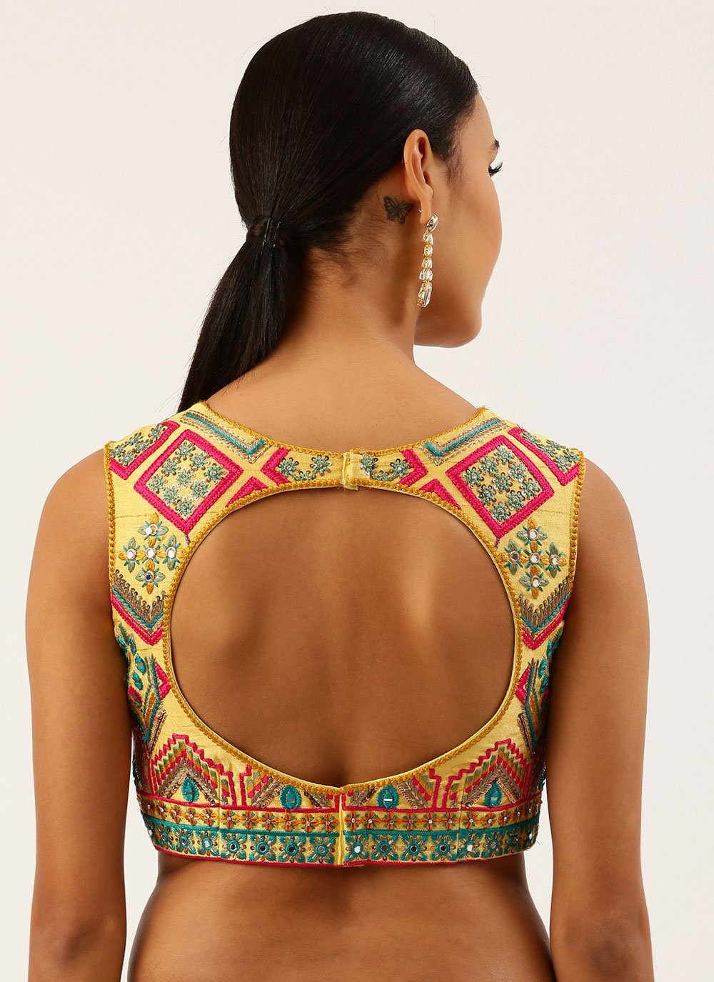 Blouse Silk Yellow Embroidered Blouse