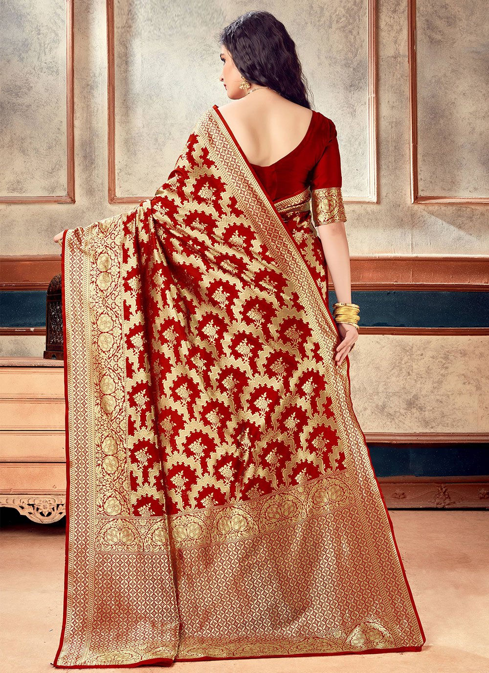 Classic Silk Red Weaving Saree