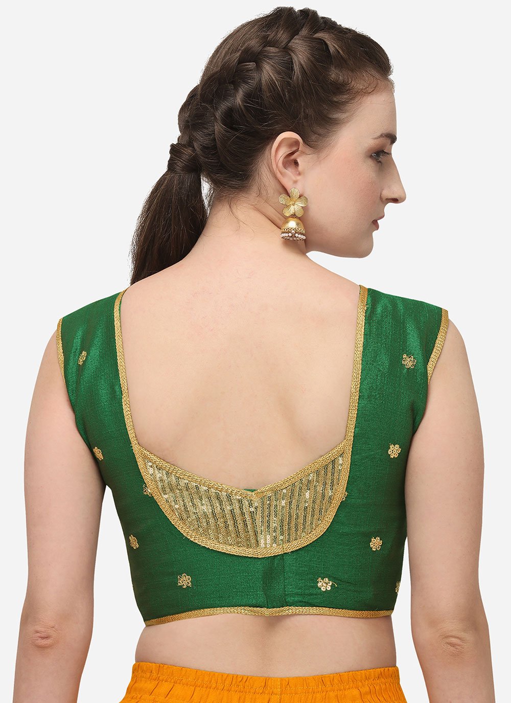 Blouse Silk Green Embroidered Blouse